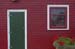 {red house and flowers